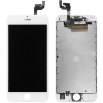 Premium Резервен LCD дисплей с тъч скрийн и рамка за Apple iPhone 6S - бял