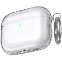 AhaStyle прозрачен блестящ калъф с карабинер за AirPods Pro 3 - сребрист
