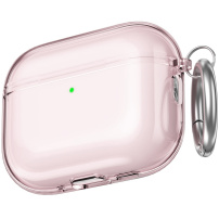 AhaStyle прозрачен калъф с карабинер за AirPods Pro 3 - розов
