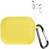 Силиконов калъф с карабинер и връзка против загуба за AirPods Pro 3 - жълт