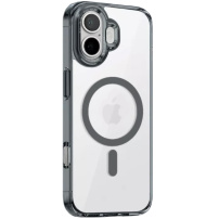 Прозрачен калъф с цветна рамка и MagSafe за iPhone 17 - сив