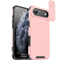 Матов кейс с плъзгащ се капак за камера за iPhone Air - розов