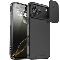 Матово покритие с плъзгащ се капак за камера за iPhone 17 Pro - черно