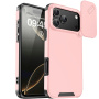 Матов калъф с плъзгащ се капак за камера за iPhone 17 Pro Max - розов