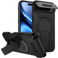 Кейс с плъзгащ се капак за камера, сгъваема стойка и MagSafe за iPhone Air - черен