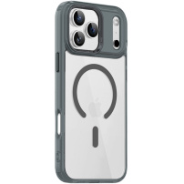 Прозрачен калъф с цветна рамка и MagSafe за iPhone 17 Pro - сив