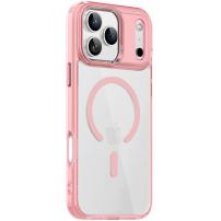 Прозрачен калъф с цветна рамка и MagSafe за iPhone 17 Pro Max - розов