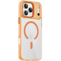 Прозрачен калъф с цветна рамка и MagSafe за iPhone 17 Pro Max - оранжев