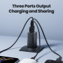 Toocki TCT65 адаптер за бързо зареждане с портове 2x USB-C / USB-A - 65W - бял