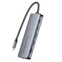 ESSAGER ES-HB01 6в1 hub - SSD disk / HDMI / 2x USB-C / 2x USB-A към USB-C - тъмносив