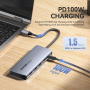ESSAGER ES-HB01 6в1 hub - SSD disk / HDMI / 2x USB-C / 2x USB-A към USB-C - тъмносив