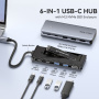 ESSAGER ES-HB01 6в1 hub - SSD disk / HDMI / 2x USB-C / 2x USB-A към USB-C - тъмносив
