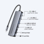 ESSAGER ES-HB01 7в1 хъб - SSD диск / слот за SD / TF карта / 2x USB-C / 2x USB-A към USB-C - тъмносив