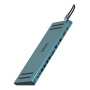 ONTEN OTN-9199A 13в1 hub - слот за SD / TF карта / RJ45 / HDMI / VGA / 3,5 mm jack / 3x USB-C / 4x USB-A към USB-C - петролен