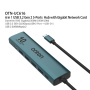 ONTEN UC616 7в1 хъб - RJ45 / 2x USB-C / 4x USB-A към USB-C - петролен