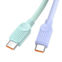 ESSAGER ES-X73 оплетен кабел за зареждане и данни - USB-C към USB-C - 2 m - зелено-розов