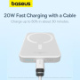 Baseus Magnetic Mini Air безжично MagSafe power bank с USB-C порт - 6 000 mAh - бяло