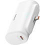 Baseus Компактна външна батерия с интегриран USB-C конектор и USB-C порт - 5 000 mAh - бяла