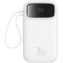 Baseus Qpow2 power banka с интегрирани USB-C кабели и USB-C / USB-A портове - 20 000 mAh - бял