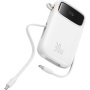 Baseus Qpow2 power banka с интегрирани USB-C кабели и USB-C / USB-A портове - 20 000 mAh - бял