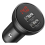 Baseus Дигитален дисплей зарядно за кола с 2 USB-A порта - 24W - тъмносив