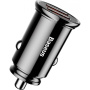 Baseus Кръгло пластмасово зарядно за кола с портове 2x USB-A - 30W - черна
