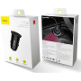 Baseus Кръгло пластмасово зарядно за кола с портове 2x USB-A - 30W - черна