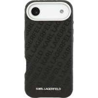 Karl Lagerfeld Релефно повтарящо се лого калъф с MagSafe за iPhone Air - черен
