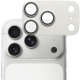 PanzerGlass FENDER закалено стъкло с метален ринг за защита на лещите на камерата за iPhone 17 Pro - сребърно
