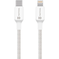 Tactical Бод Нишка оплетен кабел за зареждане и данни - USB-C към Lightning - 30 см - бял
