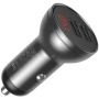 Baseus Дигитален дисплей зарядно за кола с 2 USB-A порта - 24W - тъмносив