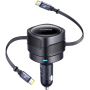 Baseus Enjoyment Max зарядно за кола с прибиращи се кабели USB-C - 60W - 0,8 м - черно