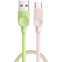 ESSAGER ES-X73 оплетен кабел за зареждане и данни - USB-A към USB-C - 25 см - зелено-розов