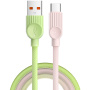 ESSAGER ES-X73 оплетен кабел за зареждане и данни - USB-A към USB-C - 1 m - зелено-розов