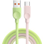 ESSAGER ES-X73 оплетен кабел за зареждане и пренос на данни - USB-A към USB-C - 2 m - зелено-розов