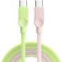 ESSAGER ES-X73 оплетен кабел за зареждане и данни - USB-C към USB-C - 2 m - зелено-розов