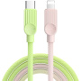 ESSAGER ES-X73 оплетен кабел за зареждане и данни - USB-C към Lightning - 2 m - зелено-розов