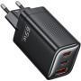 Toocki TCT65 адаптер за бързо зареждане с портове 2x USB-C / USB-A - 65W - черен