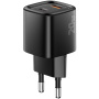 ESSAGER ES-CD54 мини адаптер за бързо зареждане с USB-C / USB-A портове - 20W - черен