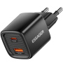 ESSAGER ES-CD54 мини адаптер за бързо зареждане с USB-C / USB-A портове - 20W - черен