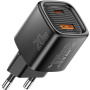 ESSAGER ES-CD54 мини адаптер за бързо зареждане с USB-C / USB-A портове - 20W - черен