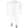 ESSAGER ES-CD54 mini адаптер за бързо зареждане с портове USB-C / USB-A - 20W - бял