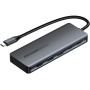 ESSAGER ES-HB01 6в1 hub - SSD disk / HDMI / 2x USB-C / 2x USB-A към USB-C - тъмносив