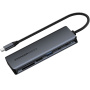 ESSAGER ES-HB01 7в1 хъб - SSD диск / слот за SD / TF карта / 2x USB-C / 2x USB-A към USB-C - тъмносив