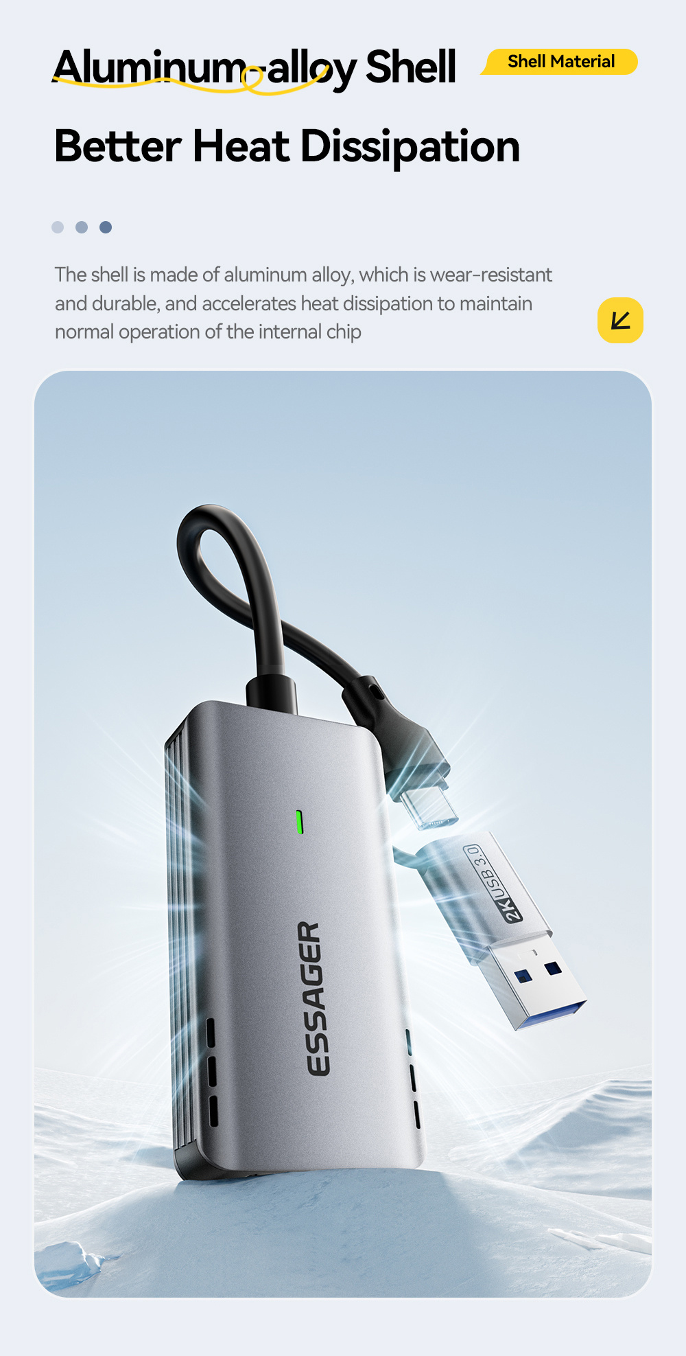 ESSAGER ES-CJK01 2в1 видео адаптер - HDMI към USB-C / USB-A - тъмносив