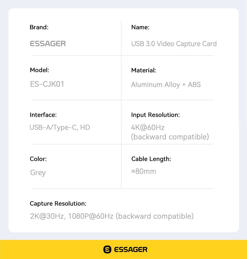 ESSAGER ES-CJK01 2в1 видео адаптер - HDMI към USB-C / USB-A - тъмносив