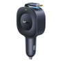 Baseus PrimeTrip VR2 комплект зарядно за кола с USB-C порт и прибиращ се USB-C кабел - 60W - 0,8 m - черен