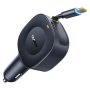 Baseus PrimeTrip VR2 комплект зарядно за кола с USB-C порт и прибиращ се USB-C кабел - 60W - 0,8 m - черен