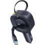 Baseus PrimeTrip VR2 комплект зарядно за кола с USB-C порт и прибиращ се USB-C кабел - 60W - 0,8 m - черен
