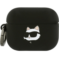 Karl Lagerfeld 3D Logo NFT Choupette Head силиконов калъф за AirPods Pro 3 - черен